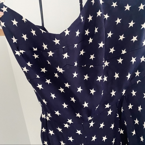 J. Crew Navy White Stars Print Tie Back Cropped Wide Leg Jumpsuit Size 6 - Picture 4 of 6